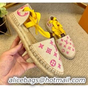 Perfect Louis Vuitton Starboard Monogram Canvas Espadrilles with Ankle Laces 331114 Yellow 2021