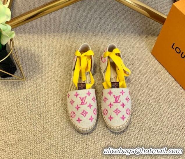 Perfect Louis Vuitton Starboard Monogram Canvas Espadrilles with Ankle Laces 331114 Yellow 2021