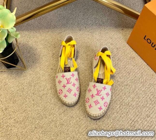 Perfect Louis Vuitton Starboard Monogram Canvas Espadrilles with Ankle Laces 331114 Yellow 2021