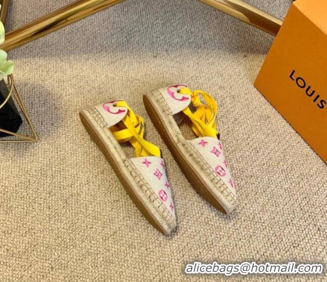 Perfect Louis Vuitton Starboard Monogram Canvas Espadrilles with Ankle Laces 331114 Yellow 2021