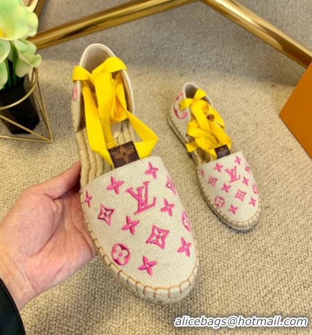 Perfect Louis Vuitton Starboard Monogram Canvas Espadrilles with Ankle Laces 331114 Yellow 2021