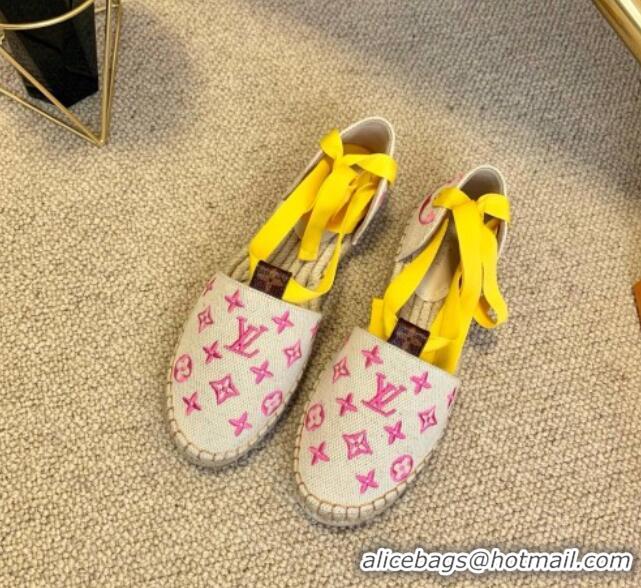 Perfect Louis Vuitton Starboard Monogram Canvas Espadrilles with Ankle Laces 331114 Yellow 2021