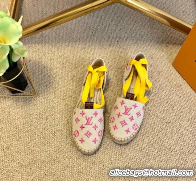 Perfect Louis Vuitton Starboard Monogram Canvas Espadrilles with Ankle Laces 331114 Yellow 2021