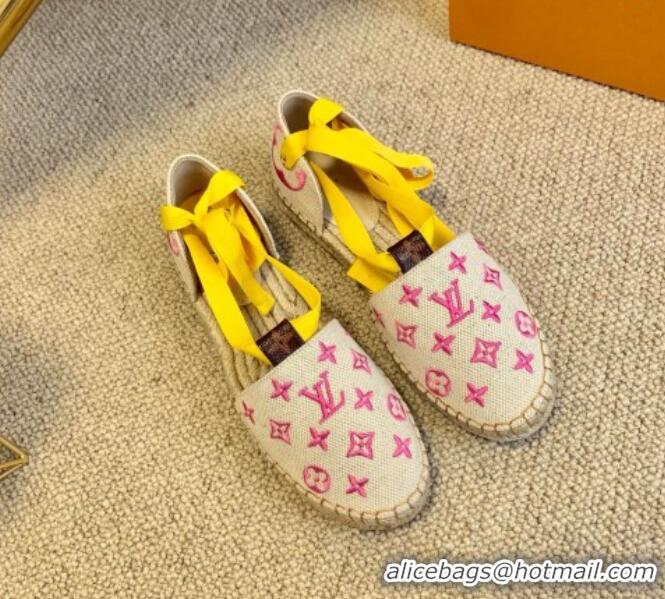 Perfect Louis Vuitton Starboard Monogram Canvas Espadrilles with Ankle Laces 331114 Yellow 2021