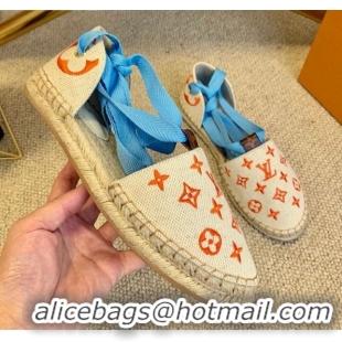 Best Product Louis Vuitton Starboard Monogram Canvas Espadrilles with Ankle Laces 331115 Blue 2021