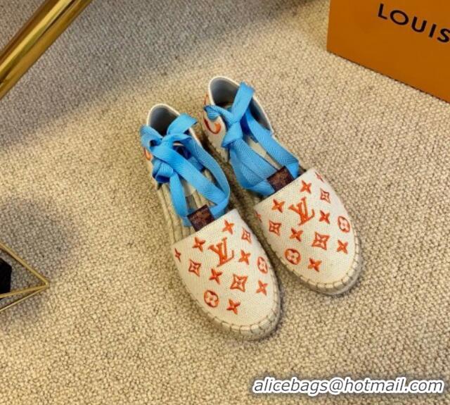 Best Product Louis Vuitton Starboard Monogram Canvas Espadrilles with Ankle Laces 331115 Blue 2021