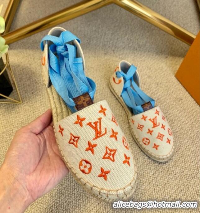 Best Product Louis Vuitton Starboard Monogram Canvas Espadrilles with Ankle Laces 331115 Blue 2021