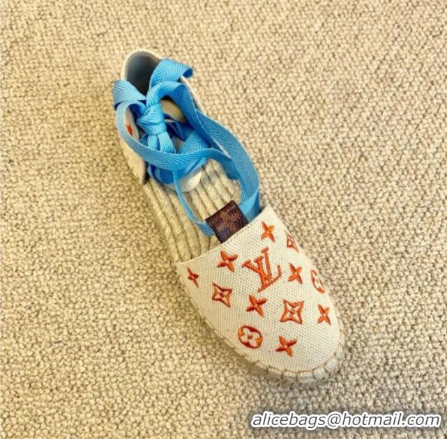 Best Product Louis Vuitton Starboard Monogram Canvas Espadrilles with Ankle Laces 331115 Blue 2021