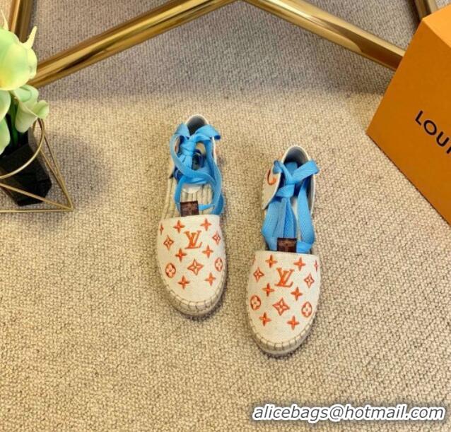 Best Product Louis Vuitton Starboard Monogram Canvas Espadrilles with Ankle Laces 331115 Blue 2021