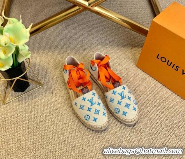 Good Quality Louis Vuitton Starboard Monogram Canvas Espadrilles with Ankle Laces 331115 Orange 2021