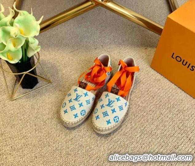 Good Quality Louis Vuitton Starboard Monogram Canvas Espadrilles with Ankle Laces 331115 Orange 2021