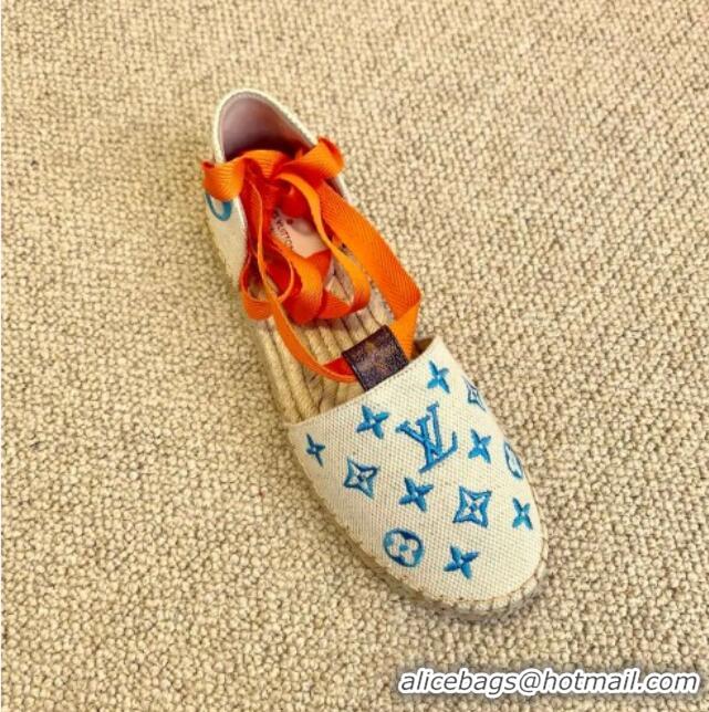 Good Quality Louis Vuitton Starboard Monogram Canvas Espadrilles with Ankle Laces 331115 Orange 2021