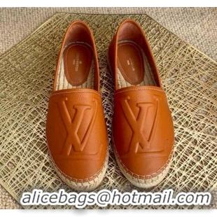 Good Taste Louis Vuitton LV Grained Leather Espadrilles 040101 Brown 2021