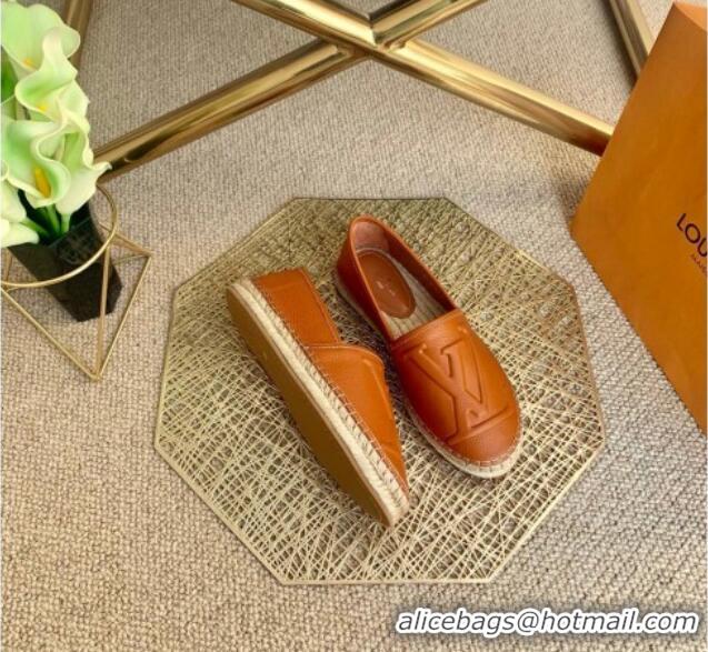 Good Taste Louis Vuitton LV Grained Leather Espadrilles 040101 Brown 2021