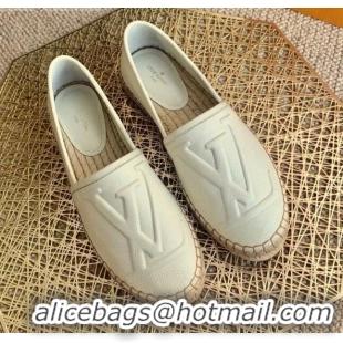 Best Price Louis Vuitton LV Grained Leather Espadrilles 040101 White 2021