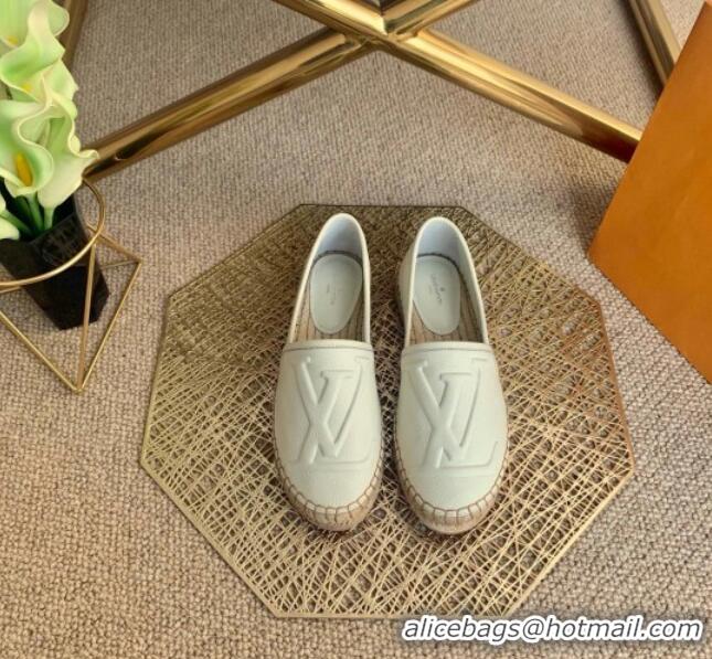 Best Price Louis Vuitton LV Grained Leather Espadrilles 040101 White 2021