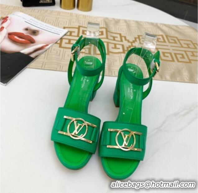 Best Price Louis Vuitton Lock It LV Circle Sandals 040111 Green 2021