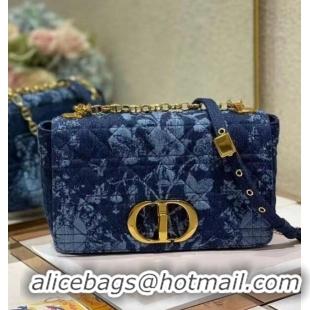 Famous Brand MEDIUM DIOR CARO BAG Blue Dior Flowers Cannage Denim M9243UJ