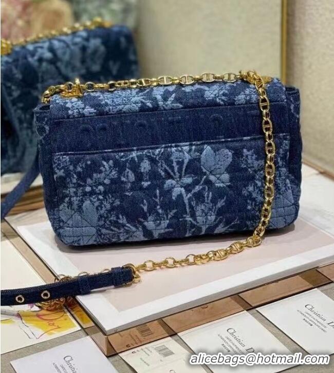 Famous Brand MEDIUM DIOR CARO BAG Blue Dior Flowers Cannage Denim M9243UJ