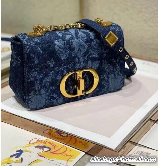 Buy Discount SMALL DIOR CARO BAG Blue Dior Flowers Cannage Denim M9243UJ