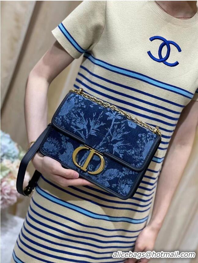 Buy Discount SMALL DIOR CARO BAG Blue Dior Flowers Cannage Denim M9243UJ