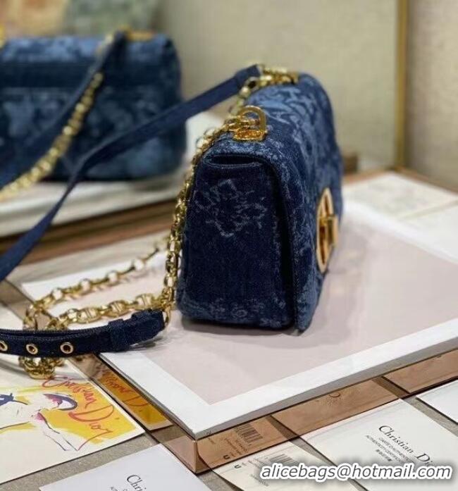 Buy Discount SMALL DIOR CARO BAG Blue Dior Flowers Cannage Denim M9243UJ