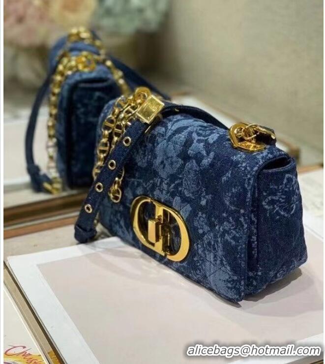 Buy Discount SMALL DIOR CARO BAG Blue Dior Flowers Cannage Denim M9243UJ