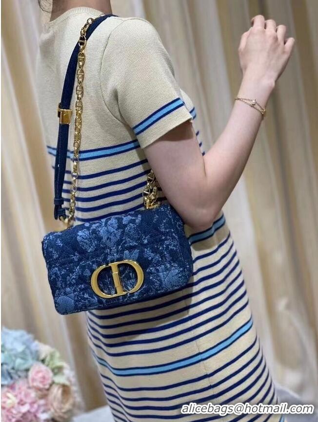 Buy Discount SMALL DIOR CARO BAG Blue Dior Flowers Cannage Denim M9243UJ