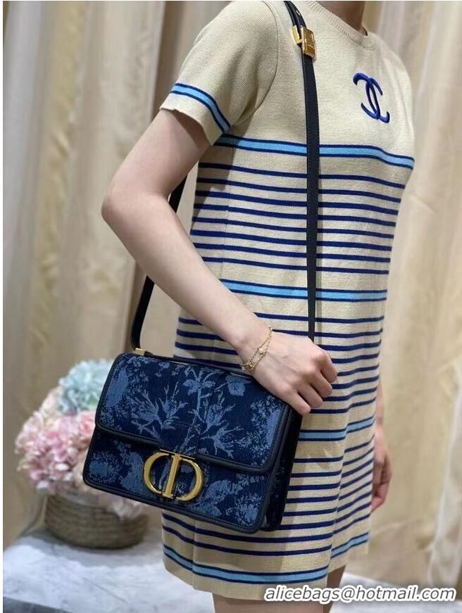 Top Design 30 MONTAIGNE BAG Blue Dior Flowers Denim M9203UJD