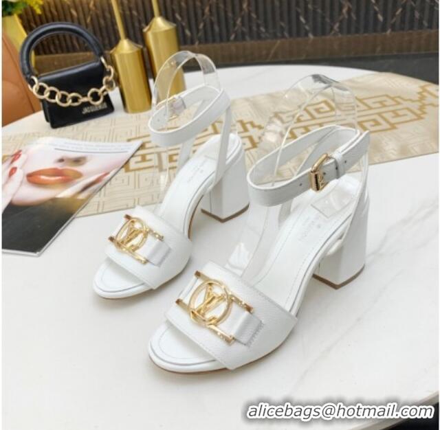 Super Quality Louis Vuitton Lock It LV Circle Sandals 040113 White