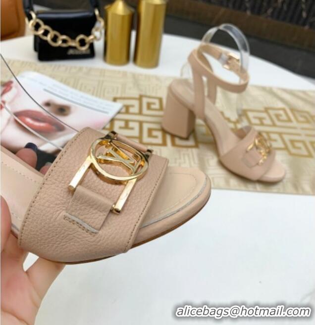 Discount Louis Vuitton Lock It LV Circle Sandals 040113 Nude