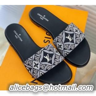 Top Quality Louis Vuitton Since 1854 Flat Sandals LV 040201 Black 2021