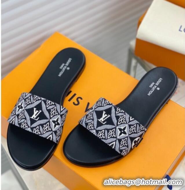 Top Quality Louis Vuitton Since 1854 Flat Sandals LV 040201 Black 2021