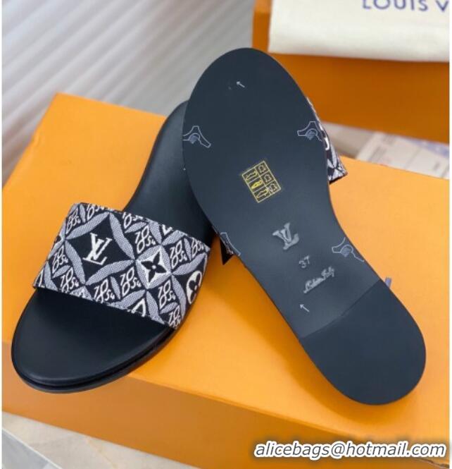 Top Quality Louis Vuitton Since 1854 Flat Sandals LV 040201 Black 2021