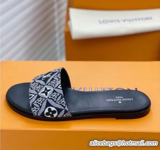 Top Quality Louis Vuitton Since 1854 Flat Sandals LV 040201 Black 2021