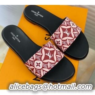 Best Price Louis Vuitton Since 1854 Flat Sandals LV 040201 Burgundy 2021