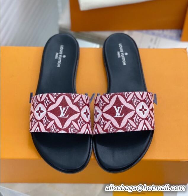 Best Price Louis Vuitton Since 1854 Flat Sandals LV 040201 Burgundy 2021