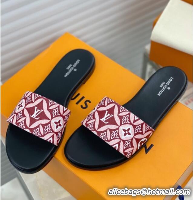 Best Price Louis Vuitton Since 1854 Flat Sandals LV 040201 Burgundy 2021