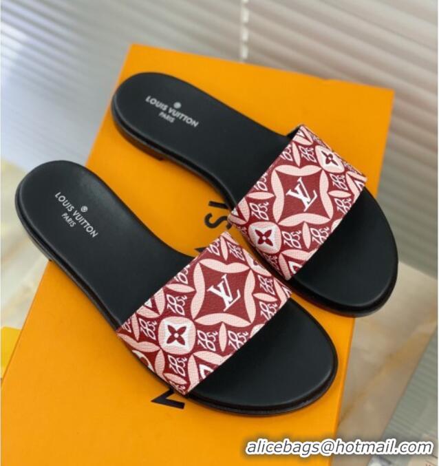 Best Price Louis Vuitton Since 1854 Flat Sandals LV 040201 Burgundy 2021