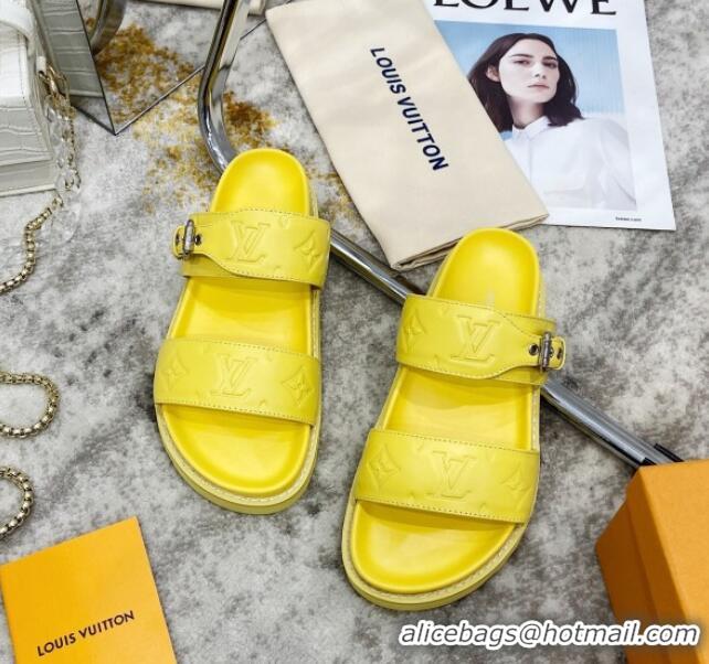 Best Luxury Louis Vuitton Bom Dia Monogram Leather Flat Sandals 040724 Yellow 2021