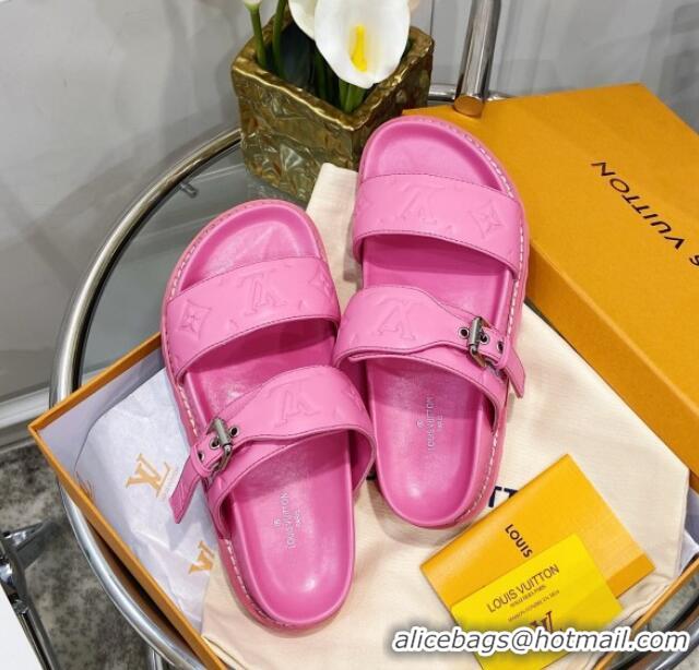 Good Quality Louis Vuitton Bom Dia Monogram Leather Flat Sandals 040724 Pink 2021