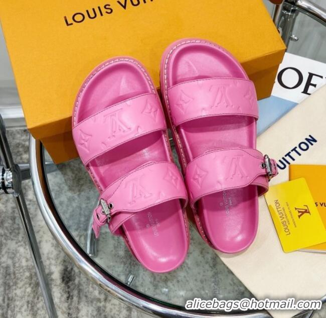 Good Quality Louis Vuitton Bom Dia Monogram Leather Flat Sandals 040724 Pink 2021