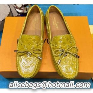 Low Price Louis Vuitton Gloria Monogram Leather Flat Loafer 040838 Mustard Yellow 2021