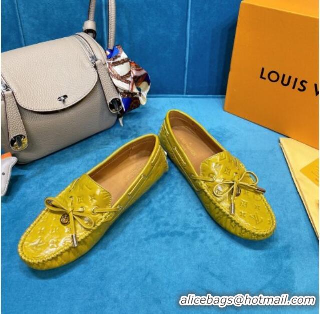 Low Price Louis Vuitton Gloria Monogram Leather Flat Loafer 040838 Mustard Yellow 2021