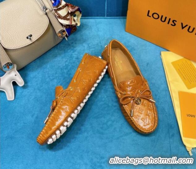 Unique Grade Louis Vuitton Gloria Monogram Leather Flat Loafer 040838 Brown 2021