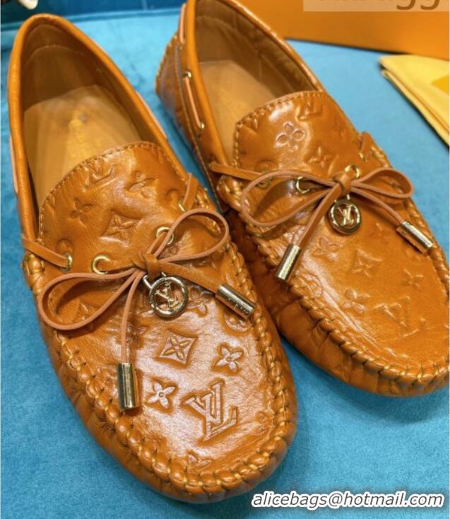 Unique Grade Louis Vuitton Gloria Monogram Leather Flat Loafer 040838 Brown 2021