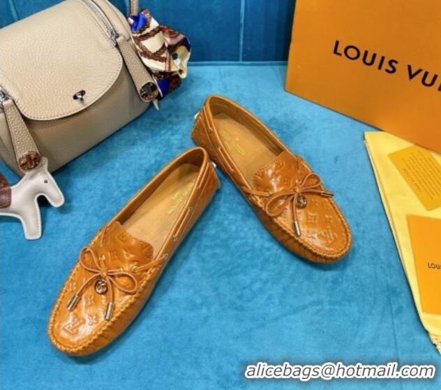 Unique Grade Louis Vuitton Gloria Monogram Leather Flat Loafer 040838 Brown 2021