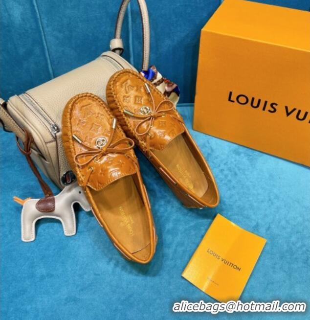 Unique Grade Louis Vuitton Gloria Monogram Leather Flat Loafer 040838 Brown 2021