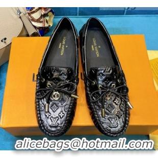 Best Design Louis Vuitton Gloria Monogram Leather Flat Loafer 040838 Black 2021