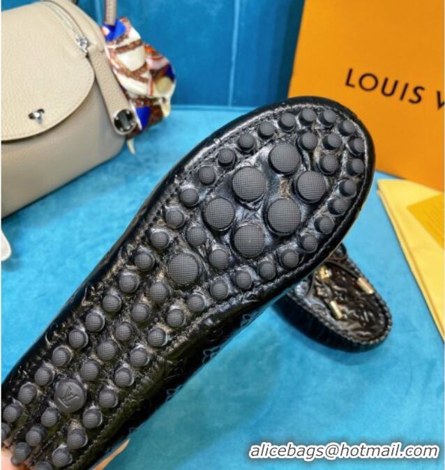 Best Design Louis Vuitton Gloria Monogram Leather Flat Loafer 040838 Black 2021